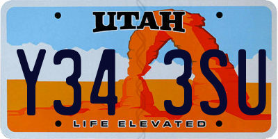 UT license plate Y343SU
