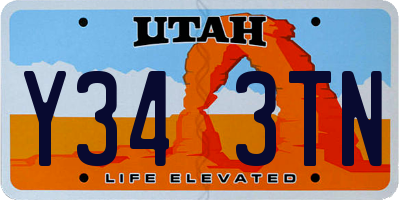 UT license plate Y343TN