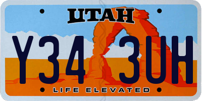 UT license plate Y343UH