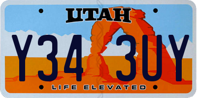 UT license plate Y343UY