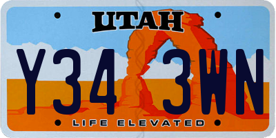 UT license plate Y343WN