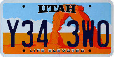 UT license plate Y343WO