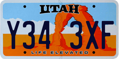 UT license plate Y343XF