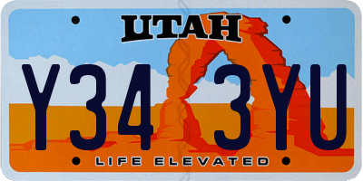 UT license plate Y343YU