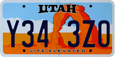 UT license plate Y343ZO