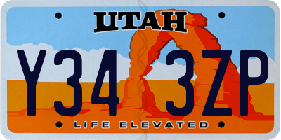 UT license plate Y343ZP