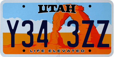 UT license plate Y343ZZ