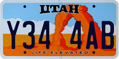 UT license plate Y344AB