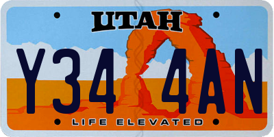 UT license plate Y344AN