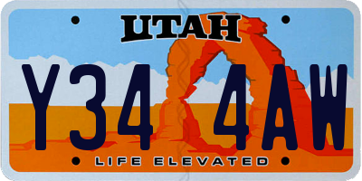 UT license plate Y344AW