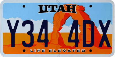 UT license plate Y344DX