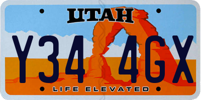 UT license plate Y344GX