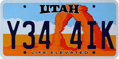 UT license plate Y344IK