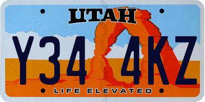 UT license plate Y344KZ