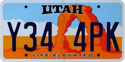 UT license plate Y344PK