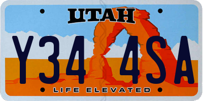 UT license plate Y344SA