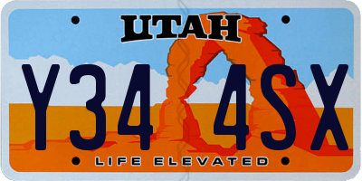 UT license plate Y344SX