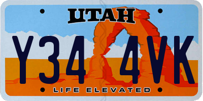 UT license plate Y344VK