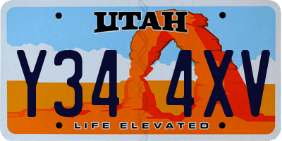 UT license plate Y344XV