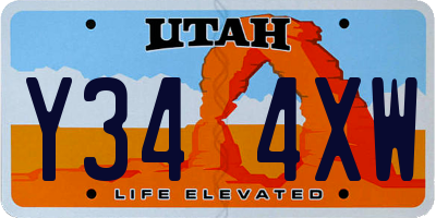 UT license plate Y344XW