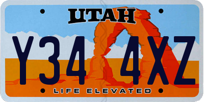 UT license plate Y344XZ