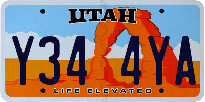 UT license plate Y344YA