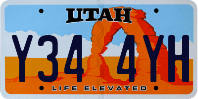 UT license plate Y344YH
