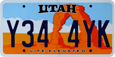 UT license plate Y344YK