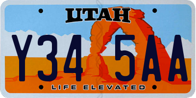 UT license plate Y345AA