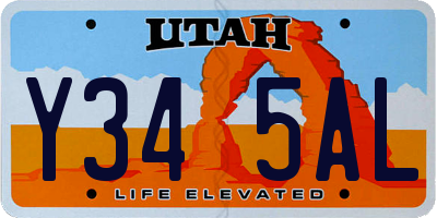 UT license plate Y345AL
