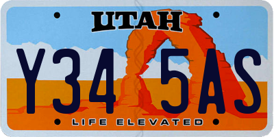 UT license plate Y345AS
