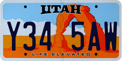 UT license plate Y345AW