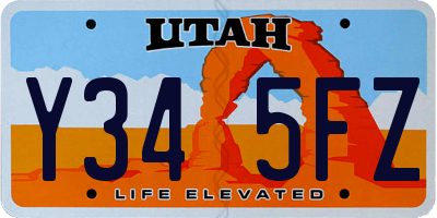 UT license plate Y345FZ