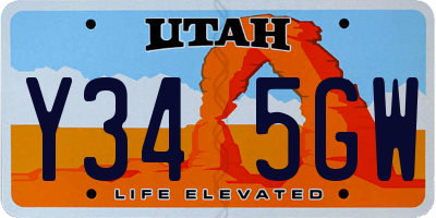 UT license plate Y345GW