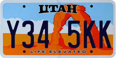 UT license plate Y345KK