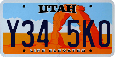 UT license plate Y345KO