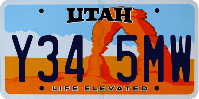UT license plate Y345MW