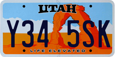 UT license plate Y345SK