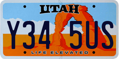 UT license plate Y345US