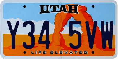 UT license plate Y345VW