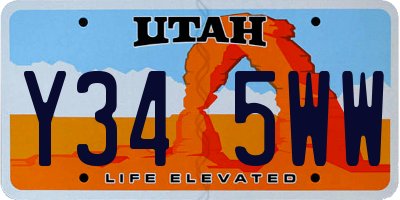 UT license plate Y345WW