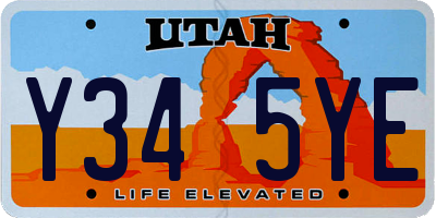 UT license plate Y345YE