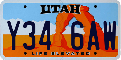 UT license plate Y346AW