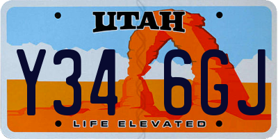 UT license plate Y346GJ