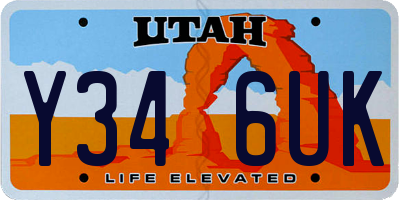 UT license plate Y346UK