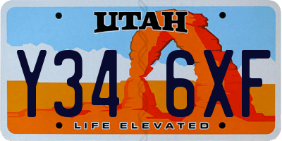 UT license plate Y346XF