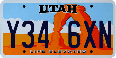UT license plate Y346XN