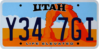 UT license plate Y347GI