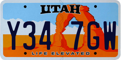 UT license plate Y347GW