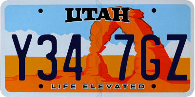 UT license plate Y347GZ
